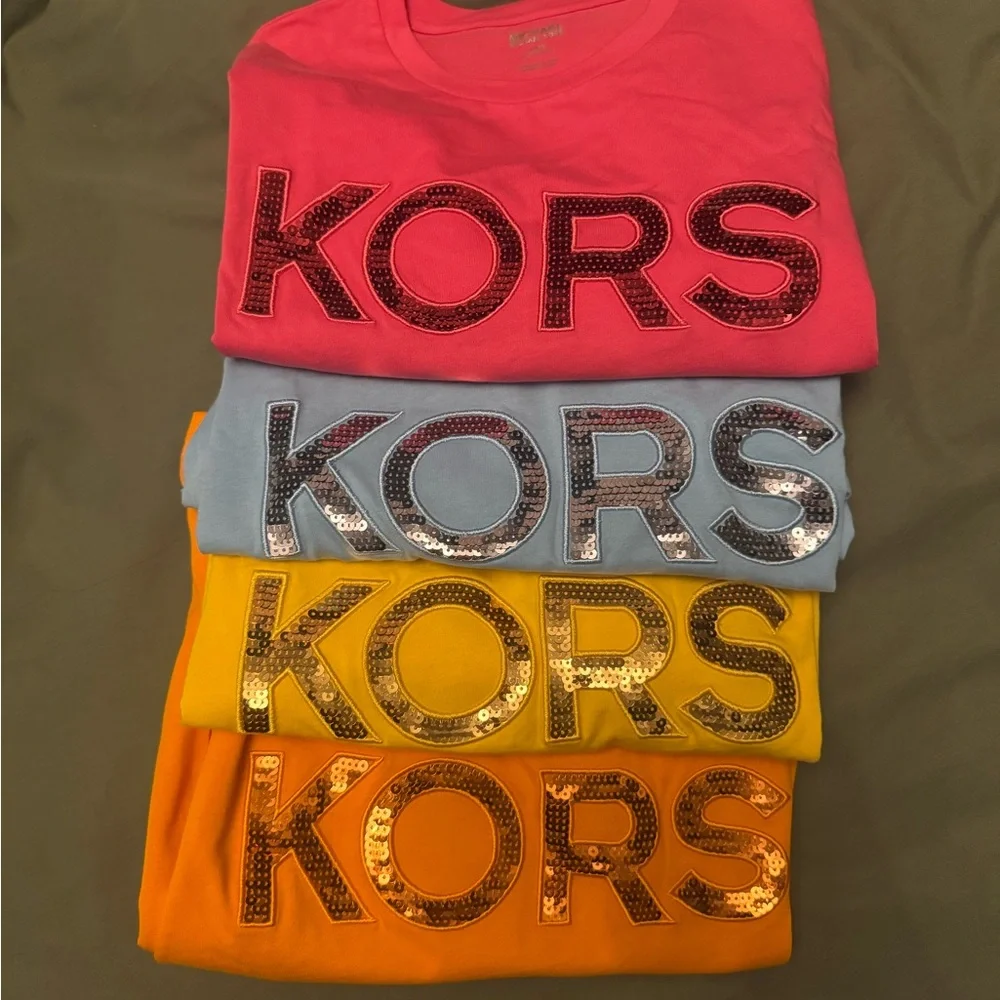 Michael Kors Sequined Logo T-Shirt - orange - size XS - Picture 2 of 4